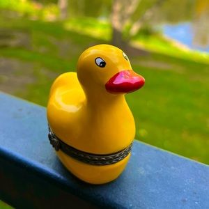 Vintage Rubber Duck Trinket Box With Duckling